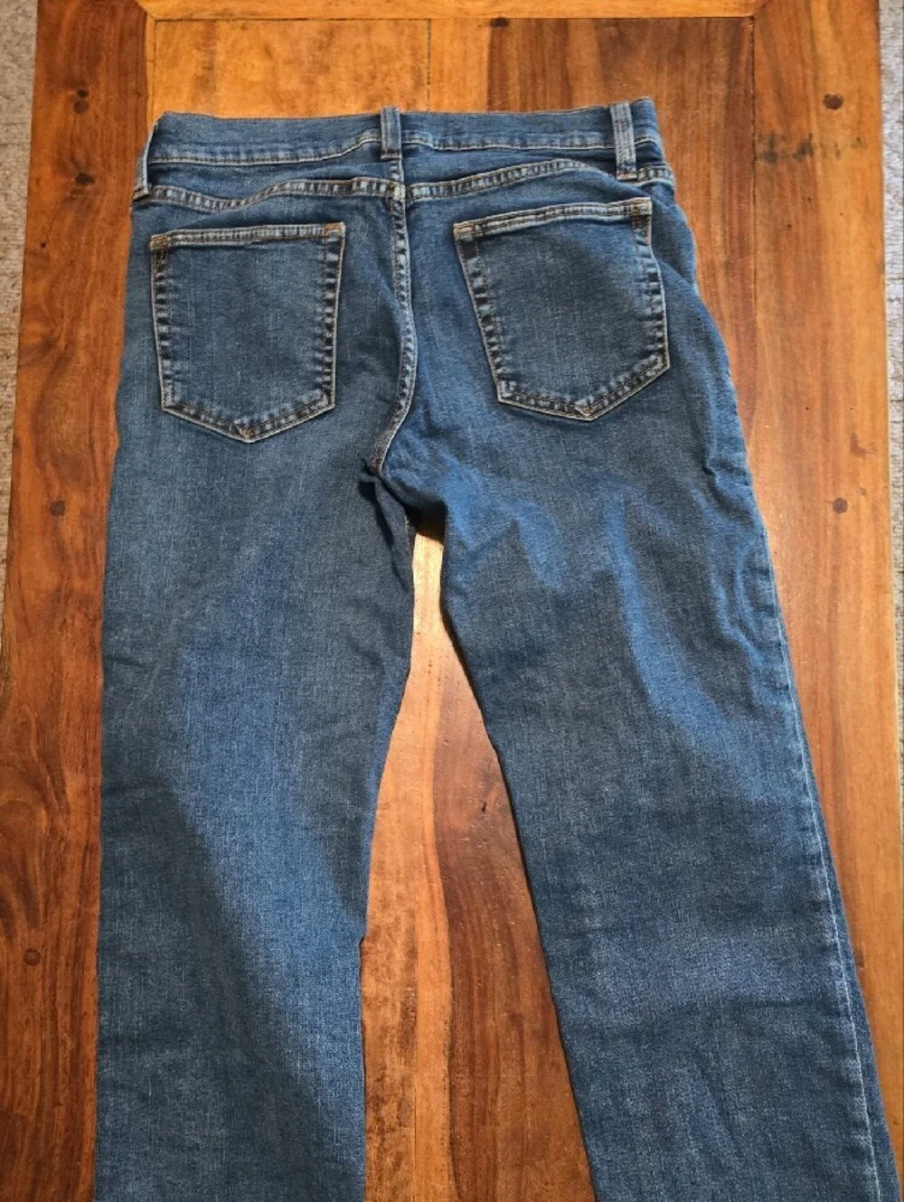 GAP Indigo Denim Stretch Straight Jeans with Orange Stitching